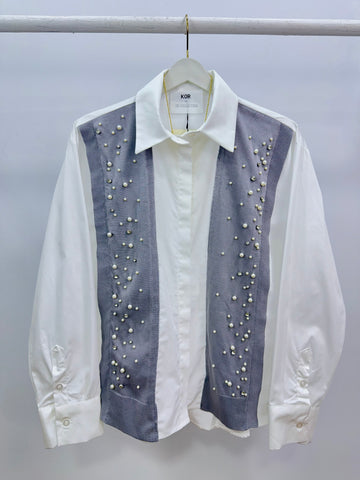 Aksesuarlı Gömlek/Beyaz