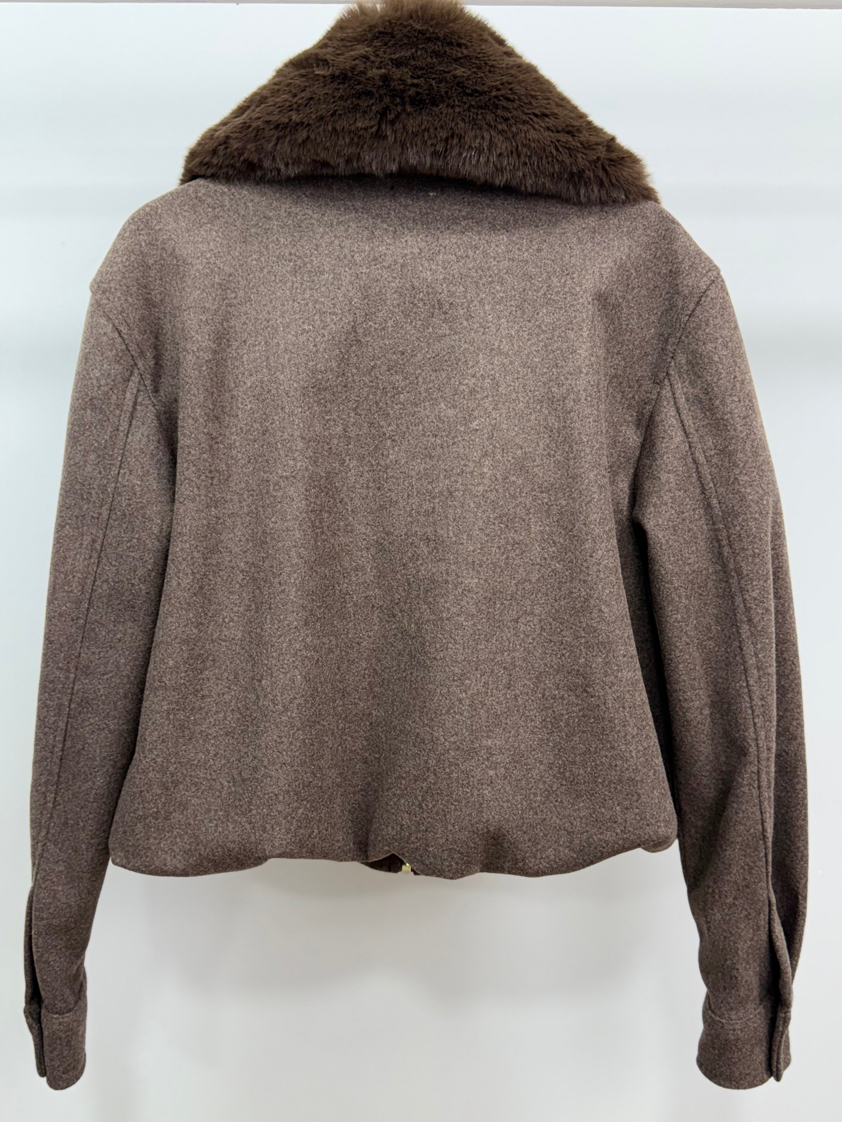 Kürk Yakalı Ceket/Kahve