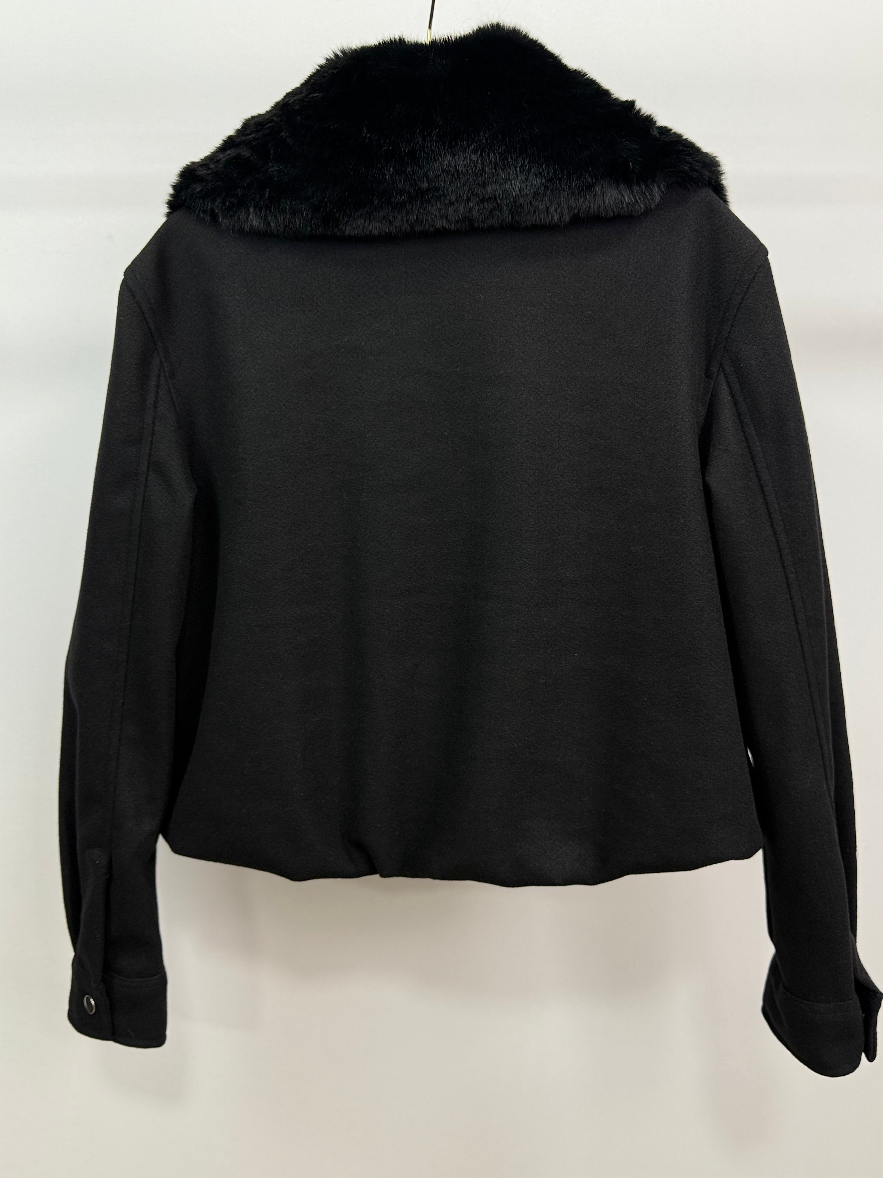 Kürk Yakalı Ceket/Siyah