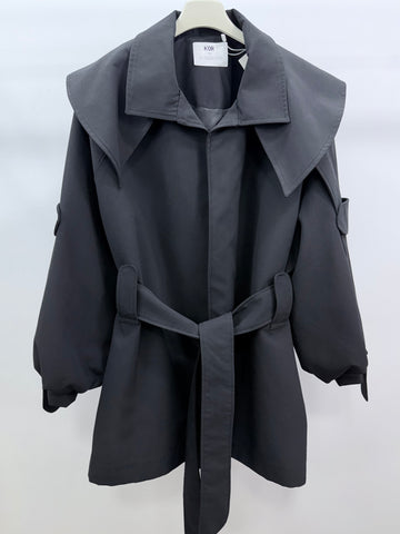 Pelerin Detaylı Trençkot/Siyah