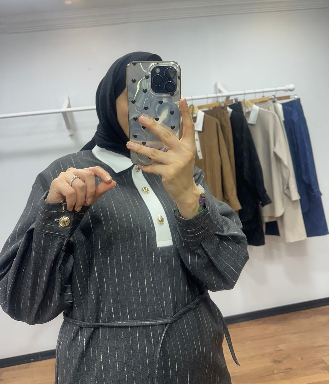 Yaka Garnili Takım Antrasit