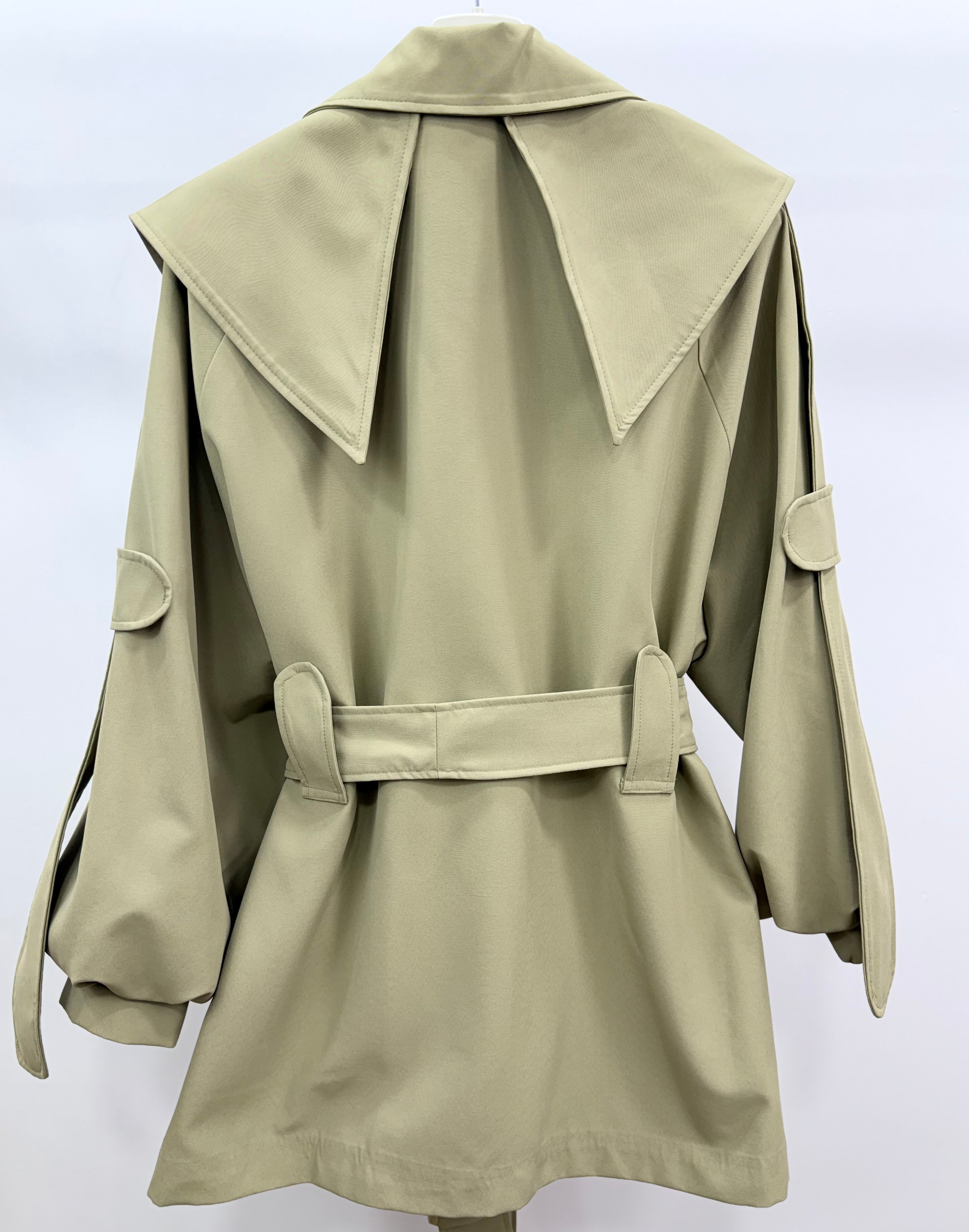 Pelerin Detaylı Trençkot/Açık Haki Yeşil