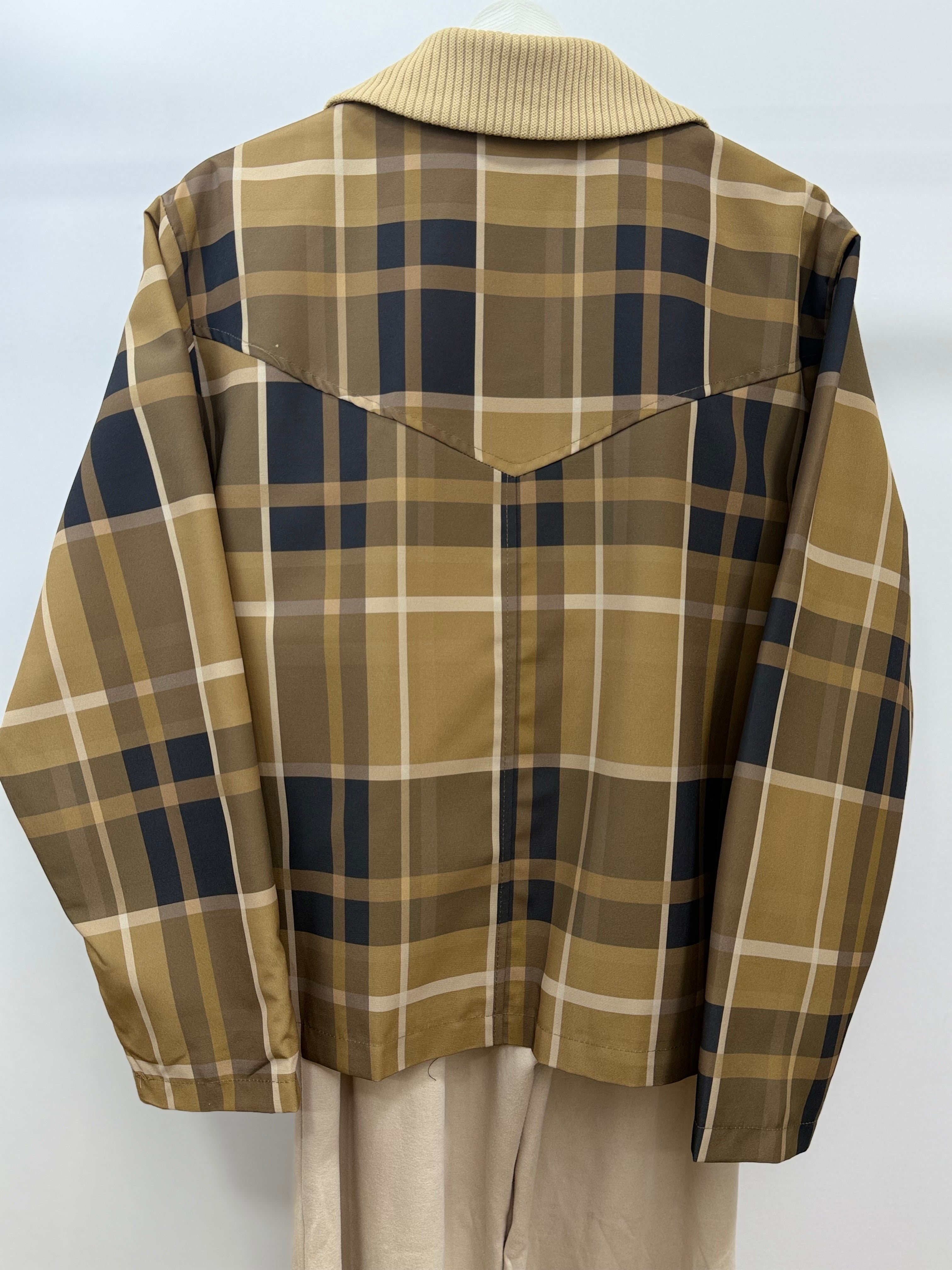 Ekose Desen Ceket/Bej