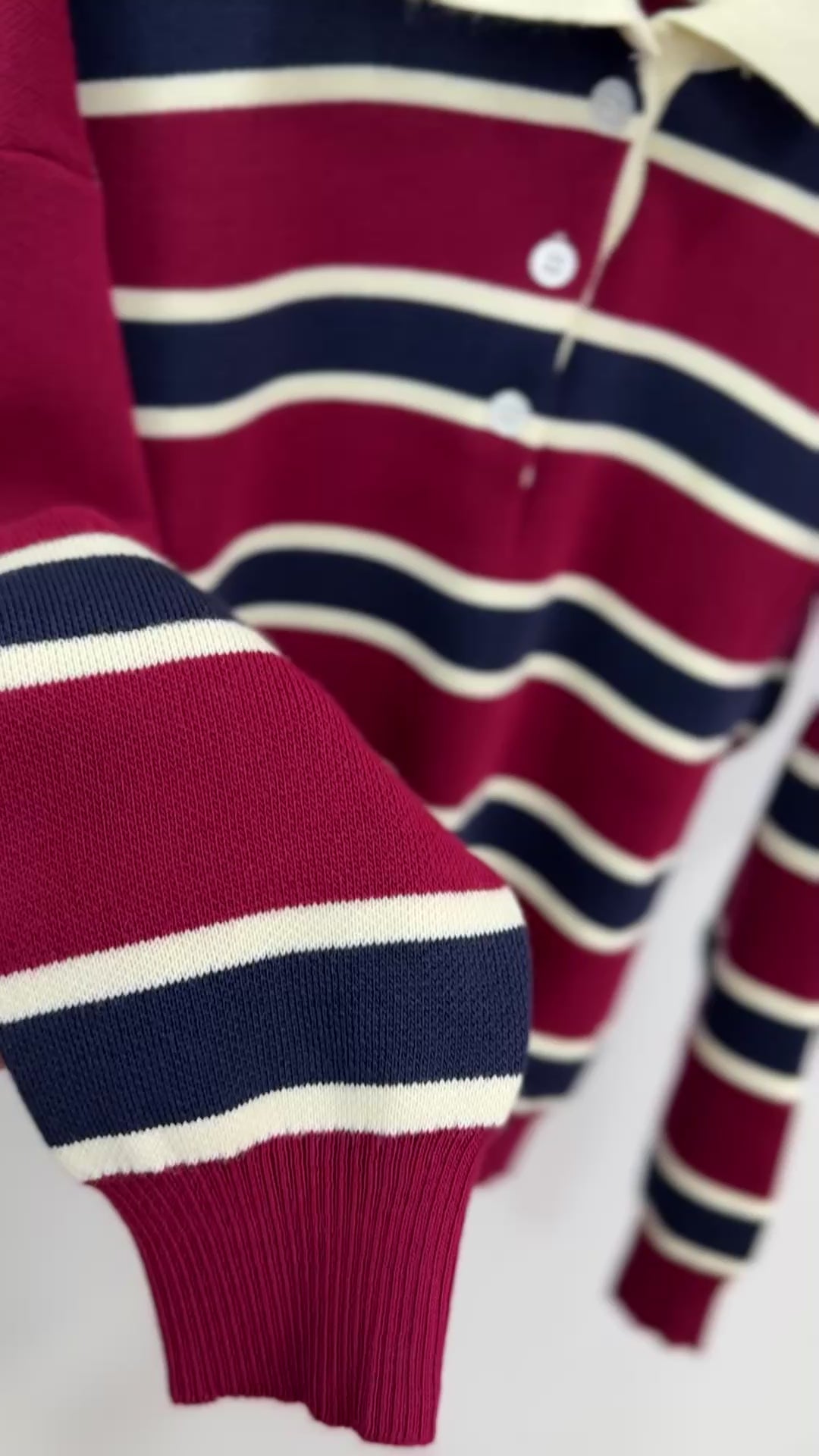 Çizgi Desen Triko Kazak/Kırmızı