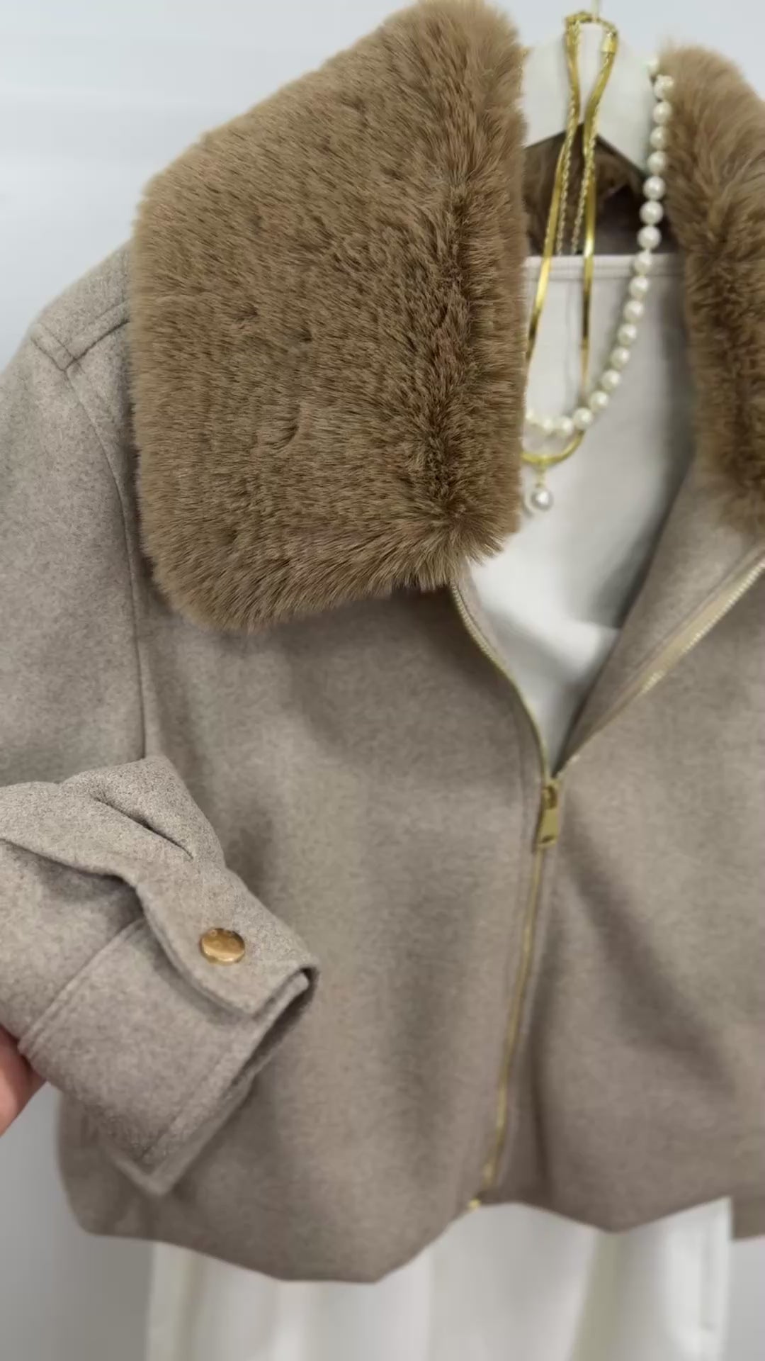 Kürk Yakalı Ceket/Vizon