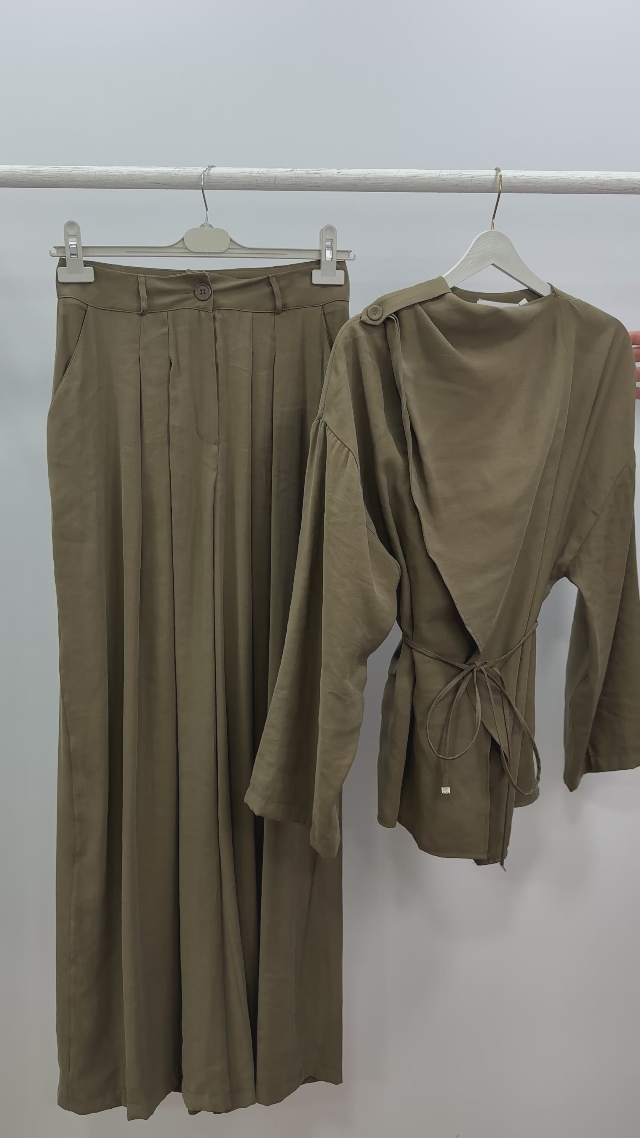 Şal Detaylı Takım/Yeşil