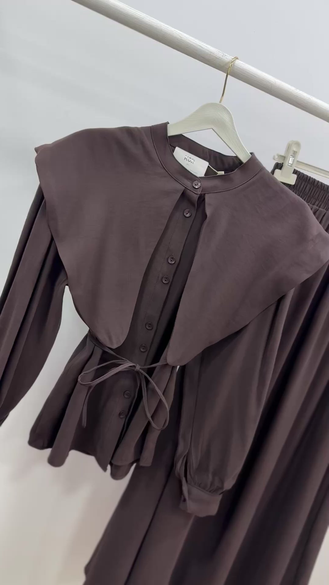 Yaka Detay Etek Takım/Kahve