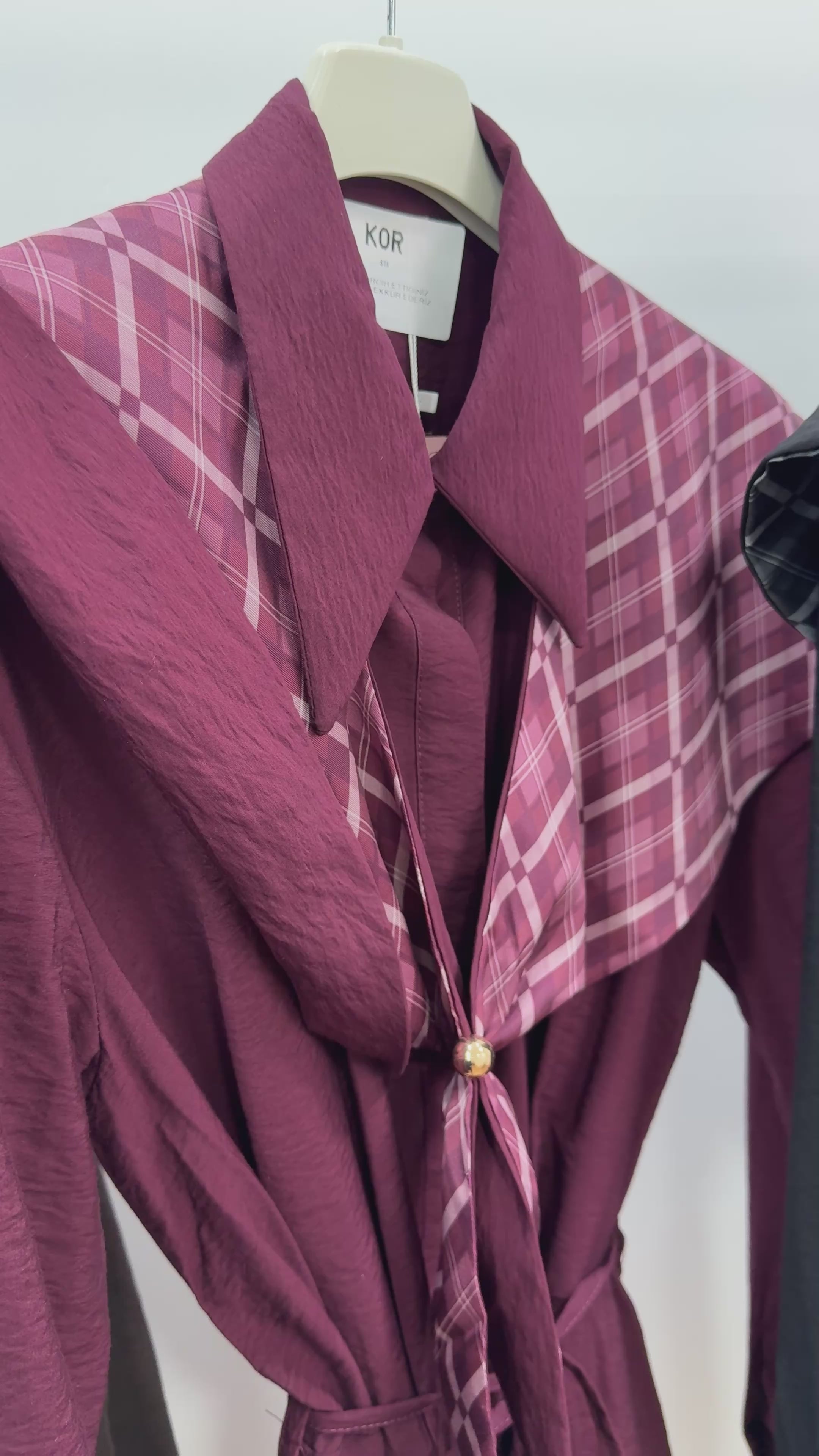 Desenli Yaka Detaylı Gömlek/Mürdüm